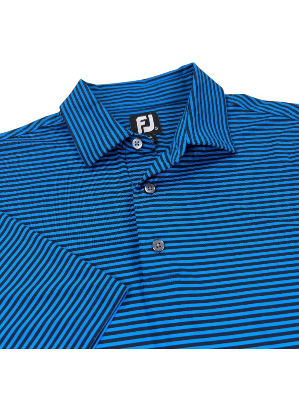 Footjoy Short Sleeve Golf Polo Mens Size L Blue & Black Striped